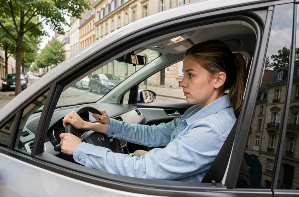 Une élève de DriveXpérience au volant dans les rues de Besançon