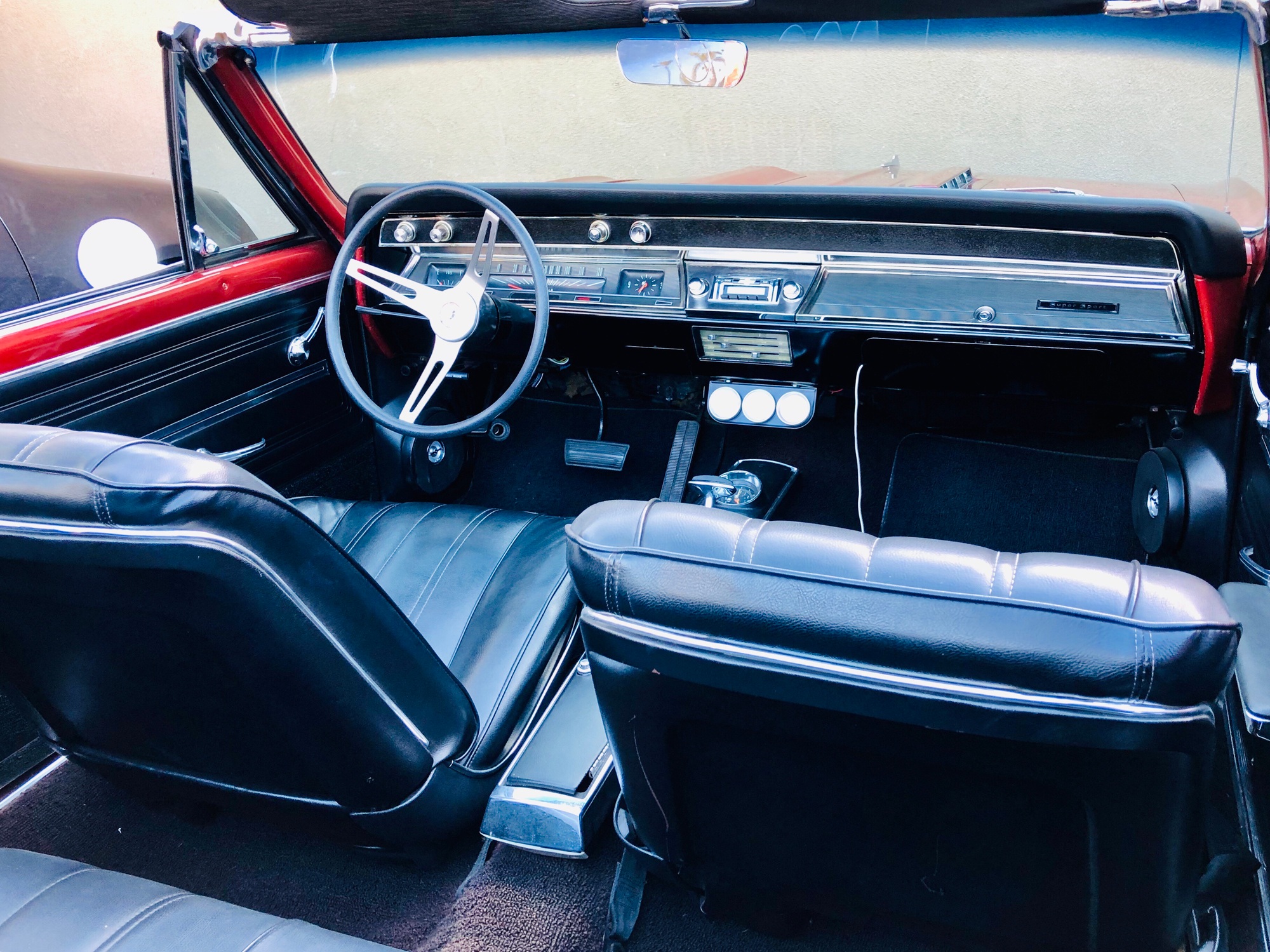 Interior view of classic convertible car